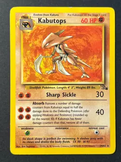 Kabutops 24/62 Fossil Rare Pokemon Card WOTC 1999 LP - - Image 1