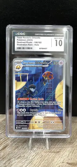 {CGC Gem Mint 10} Team Rocket's Orbeetle #198 Pokemon Destined Rivals - Image 1