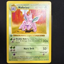 Pokemon Card - Nidorino Base Set Shadowless 37/102 1st Edition Uncommon - Image 1