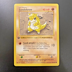 Sandshrew 62/102 1st Edition Shadowless Base Set Regular NM - Pokemon Card - Image 1
