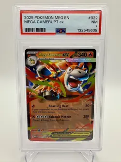 Pokemon Mega Camerupt EX 022/132 Me01: Mega Evolution Holo PSA 7 - Image 1