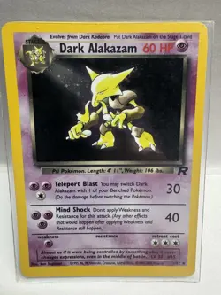 Dark Alakazam 1/82 Team Rocket Unlimited Holo Rare 60 HP English Ken Sugimori - Image 1
