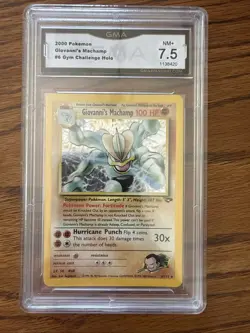 Pokemon TCG Giovanni's Machamp Holo Unlimited Rare Card Gym Challenge - Image 1