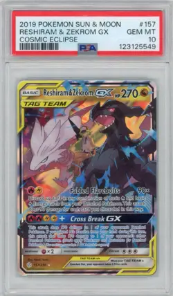Pokemon Reshiram & Zekrom GX Cosmic Eclipse #157/236 PSA 10 GEM MINT - Image 1
