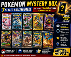 🎁 Pokemon Mystery Box – 7 Sealed Booster Packs (Includes BONUS Pack for Gift) - Image 2