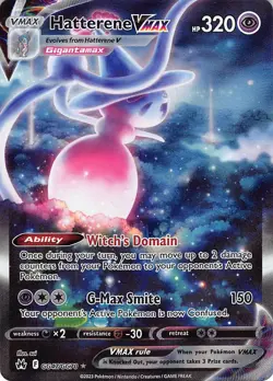 Hatterene VMAX GG47/GG70 Holo VMAX Rare Crown Zenith Galarian Gallery Pokemon NM - Image 1