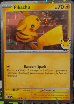 Pokemon TCG Pikachu 051/162 TEF Promo Stamped Holo Basic HP 70 Random Spark - Image 1