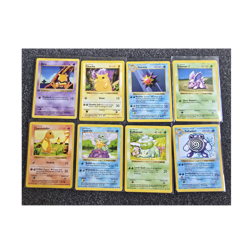 Pokemon TCG Base Set Wizards of the Coast Abra, Pikachu, Charmander Lot 8 Cards - Image 1