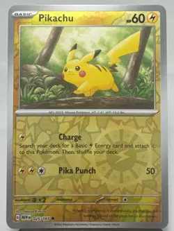Pokemon TCG Pikachu 025/165 Sv: Scarlet & Violet 151 Reverse Holo Card - Image 1