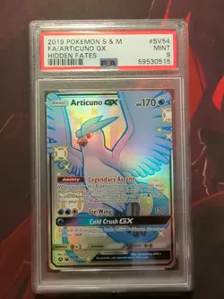 NEW 2019 POKEMON SUN & MOON HIDDEN FATES SV54 FULL ART ARTICUNO GX PSA 9 - MINT - Image 1
