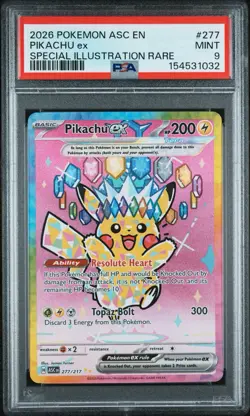 2026 POKEMON ASC EN-ASCENDED HEROES SPECIAL ILLUSTRATION RARE PIKACHU EX PSA 9 - Image 1