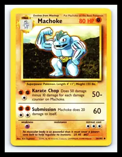 💥 Machoke Base Set Pokemon 1999 Non Holo Vintage # 34/102 - Image 1