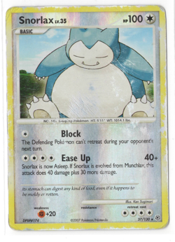 2007 Snorlax Pokemon Diamond and Pearl Reverse Holo Rare 37/130 HP - Image 1