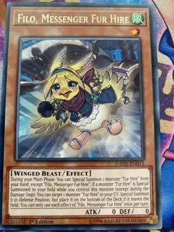 Yugioh Filo, Messenger Fur Hire DANE-EN015 Rare NM 1st Edition - Image 1
