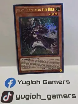 YUGIOH BEAT BLADESMAN FUR HIRE DASA SECRET 1ST EDITION LIGHT PLAYED - Image 1