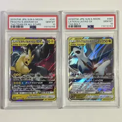 Pikachu Zekrom Latios Latias GX PSA10 RR Set Tag Team Pokemon Card Japan Pair - Image 1