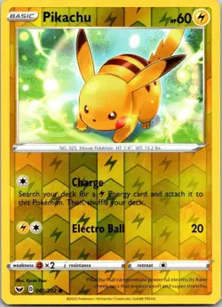 Pikachu 065/202 C Sword & Shield Pokemon Reverse Holo NM - Image 1