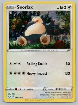 Snorlax 140/202 (Cosmo Holo) Rare Sword & Shield Pokemon Near Mint - Image 1