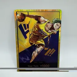 One Piece x Lakers - Zoro - Custom Gold Don Card English Textured With Foiling - Image 1