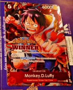 One Piece English Card Game Holo Carte Monkey.D.Luffy ST01-012 WINNER En Mint - Image 1