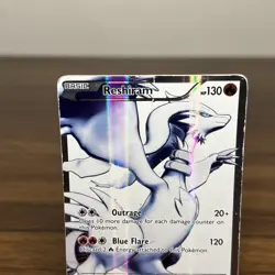 Reshiram 113/114 Black & White | Full Art Holo Pokemon Card | Heavy Play - Image 3