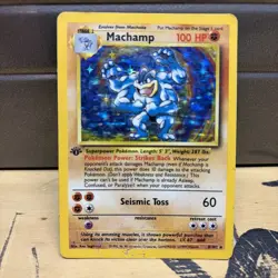 pokemon machamp 1st edition 8/102 Holo Base Set Vintage Card Rare Played - Image 1
