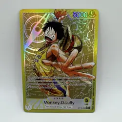 One Piece x Lakers Yellow Luffy Custom Leader Card English Textured With Foiling - Image 1
