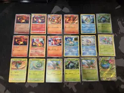 18 x Charmander, Charmeleon, Squirtle, Bulbasaur Evolutions Pokemon Card Lot - Image 1
