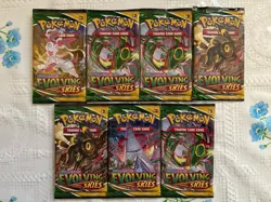 Pokemon Evolving Skies 7 Sealed Booster Packs Trading Card Game English - Image 1