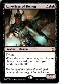 Rune-Scarred Demon 184 R Foundations Magic: The Gathering NM/M - Image 1