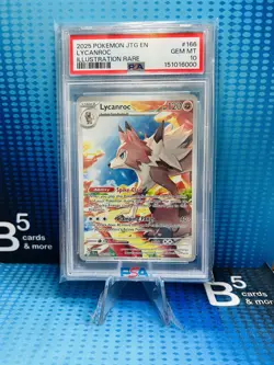PSA 10 GEM MINT Lycanroc Journey Together Full Art Holo Pokemon 166/159 - Image 1