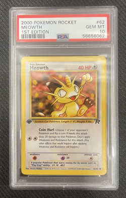 2000 POKEMON ROCKET MEOWTH #62 1st EDITION PSA 10 - Image 1