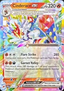 Pokemon Cinderace ex 28/142 Double Rare - Stellar Crown - NM - Image 1