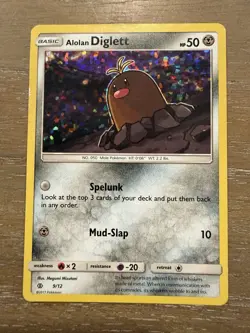 Pokemon TCG Alolan Diglett McDonalds Promos 9/12 Holo Promo MP - Image 1