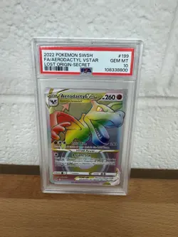 2022 Pokemon SWSH FA/Aerodactyl Vstar Lost Origin-Secret #199 psa 10 - Image 1