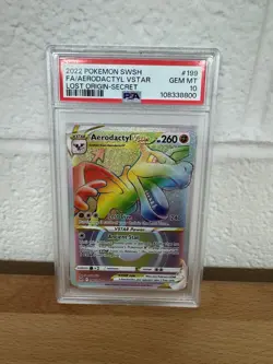 2022 Pokemon SWSH FA/Aerodactyl Vstar Lost Origin-Secret #199 psa 10 - Image 2