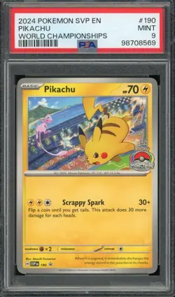 2024 Pokemon PSA 9 SVP EN Pikachu World Championships BSP 190 promo card Hawaii - Image 1