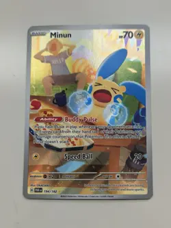 POKEMON TCG Scarlet & Violet Paradox Rift Minun #194/182 Illustration Rare - Image 1