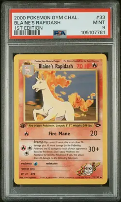 2000 POKEMON GYM CHALLENGE 33 BLAINE'S RAPIDASH 1ST EDITION - PSA MINT 9 - Image 1
