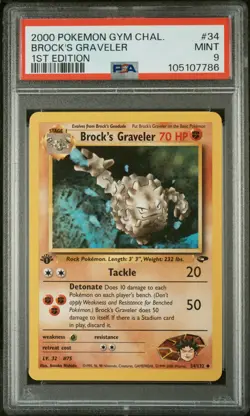 2000 POKEMON GYM CHALLENGE 34 BROCK'S GRAVELER 1ST EDITION - PSA MINT 9 - Image 1