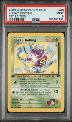 2000 POKEMON GYM CHALLENGE 48 KOGA'S KOFFING 1ST EDITION - PSA MINT 9 - Image 1