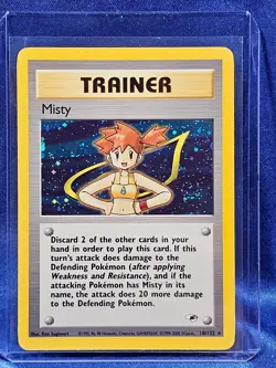 MISTY Pokemon TCG Trainer 18/132 Holographic Vintage Gym Hero’s LP Card - Image 1