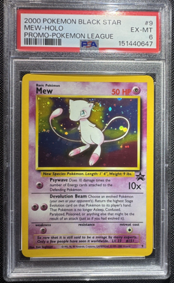 [PSA 6][HEAD SWIRL] 2000 POKEMON PROMO BLACK STAR 9 MEW HOLO POKEMON LEAGUE - Image 1