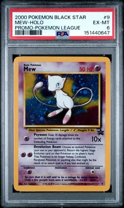 [PSA 6][HEAD SWIRL] 2000 POKEMON PROMO BLACK STAR 9 MEW HOLO POKEMON LEAGUE - Image 4