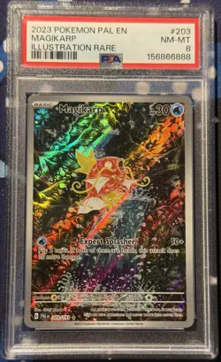2023 pokemon paldea evolved PAL ENglish MAGIKARP #203 IR Illustration Rare PSA 8 - Image 1