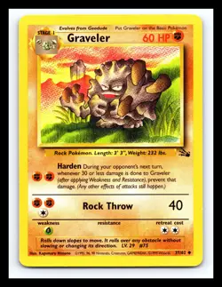 💥 Graveler Fossil Set Non Holo Foil Pokemon 1999 Vintage # 37/62 - Image 1