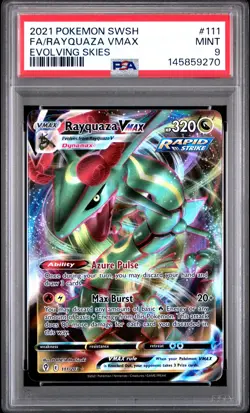 2021 Pokemon Sword & Shield Evolving Skies 111 Rayquaza VMAX PSA 9 145859270 - Image 1