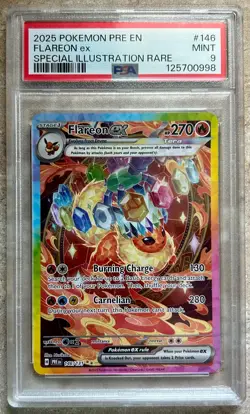 2025 POKEMON PRISMATIC EVOLUTIONS SPECIAL ILLUSTRATION RARE FLAREON EX PSA 9 - Image 1