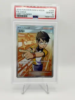 Judge 209/214 Pokemon Sun & Moon Lost Thunder Full Art 2018 Graded PSA 10 Gem MT - Image 1