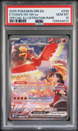 2025 POKEMON DRI EN-DESTINED RIVALS #230 ETHAN'S HO-OH EX PSA 10 - Image 1